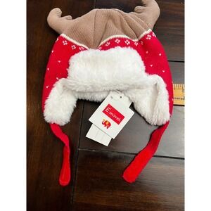 NWT Emirreh  Reindeer Antler Hat Ear Flaps Winter Knit Soft Cotton Baby Size S
